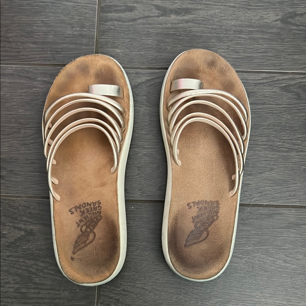 Ancient Greek Sandals 37 Hypatia Metallic Flatform Sandals